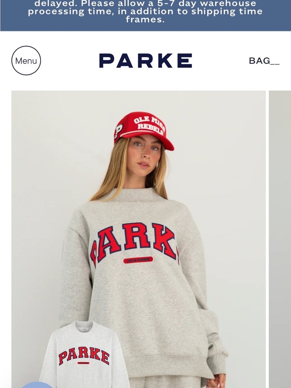 Parke x ‘47 - Old Miss Mockneck - Light Gray -S/M